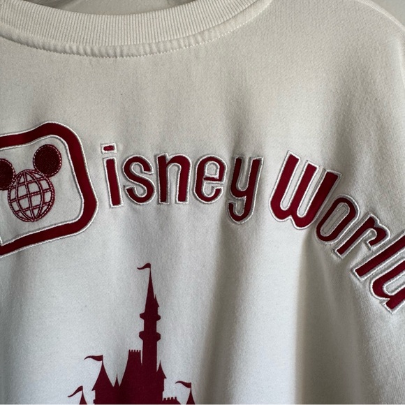 Disney World Christmas Holidays 2023 Women Embroidered Cream Red Pullover Sz L - Picture 6 of 8